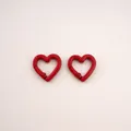 Pair of vibrant red heart-shaped carabiner clips for DIY keychain and bag accessories - Peach Blossom Buckle (FKY125) / 1 Piece/Pack (21x21x3.5mm) / Red