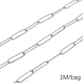 Chaîne trombone en acier inoxydable argenté texturé pour bijoux DIY sachet de 1 mètre - Chaîne Étoile à Longue Boucle / 1.0mm x 5.0mm (1M/Paquet) / Acier