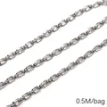 Chaîne en acier inoxydable argenté pour la fabrication de bijoux DIY, 0,5 m par sac - Petite chaîne carrée à perles / 1.5mm x 5.0mm (0.5M/Paquet) / Acier
