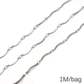 Chaîne à maillons ondulés en acier inoxydable pour colliers et bracelets DIY 1M/sac - Chaîne à barres carrées plates / 1.0mm x 2.2mm (1M/Paquet) / Acier