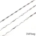Chaîne à maillons losanges en acier inoxydable argenté pour bijoux DIY 1 mètre par sac - Chaîne carrée en losange / 0.3mm x 4.0mm (1M/Paquet) / Acier