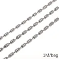 Chaîne en acier inoxydable à maillons ovales texturés pour la création de bijoux DIY - Chaîne rectangulaire gaufrée / 0.8mm x 4.5mm (1M/Paquet) / Acier