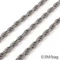 Chaîne de corde en acier inoxydable pour création de bijoux DIY, couleur acier, 0,5 m par sac. - Chaîne sergée à double boucle en demi-cercle / 2.2mm x 8.0mm (0.5M/Paquet) / Acier