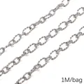 Chaîne à maillons ovales texturés en acier inoxydable 1m par sac pour bijoux DIY - Style Torsadé à Filetage Intermédiaire / Diamètre Fil 1.4mm Largeur Chaîne 7mm (1M/Pack) / Acier