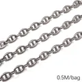 Chaîne à maillons marins en acier inoxydable pour bijoux DIY, 0,5 m par sachet - Style Anneau Rectangulaire Estampé (Chaîne d'Ancre) / Diamètre Fil 2.0mm Largeur Chaîne 8mm (0.5M/Pack) / Acier