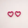 Two hot pink heart-shaped carabiner clips for DIY keychain accessories decoration - Peach Blossom Shaped Clasp (2#) / 1 Piece/Pack (21x21mm) / Rose Red