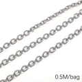 Chaîne en acier inoxydable texturé pour la création de bijoux DIY, 0,5 m par sachet - Style Lisse à Filetage Intermédiaire / Diamètre Fil 1.4mm Largeur Chaîne 5.7mm (0.5M/Pack) / Acier