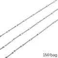 Chaîne de bijoux facettée en acier inoxydable argenté pour DIY, 1 mètre par sachet - Style Barre non Brillante / Diamètre Fil 1.0mm Largeur Chaîne 2.2mm (1M/Pack) / Acier