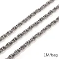 Chaîne tissée en acier inoxydable pour bijoux DIY couleur acier naturel 1M par sac - Style Double Fermoir Semi-Circulaire / Diamètre Fil 2.0mm Largeur Chaîne 6.5mm (1M/Pack) / Acier