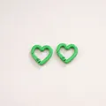 Pair of green heart-shaped snap hooks for DIY keychain jewelry making projects - Peach Blossom Shaped Clasp (2#) / 1 Piece/Pack (21x21mm) / Green