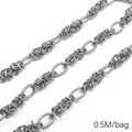 Chaîne à maillons en acier inoxydable texturée de 0,5m pour création de bijoux DIY - Style Anneau O à Texture Maillée Intercalé / Diamètre Fil 2.0mm Largeur Chaîne 9mm (0.5M/Pack) / Acier