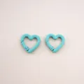 Pair of light blue heart-shaped carabiner clips for DIY keychain accessories - Peach Blossom Shaped Clasp (2#) / 1 Piece/Pack (21x21mm) / Teal
