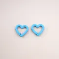 Pair of vibrant light blue heart-shaped metal lobster clasps for DIY keychain crafting. - Peach Blossom (2#) / 1 Piece/Pack (21x21x3.5mm) / Blue