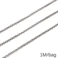 Chaîne à maillons ronds en acier inoxydable pour bijoux DIY, 1 mètre par sachet - Style Perle Artificielle à Fil Plat / 1.0mm x 3.0mm (1M/Paquet) / Acier
