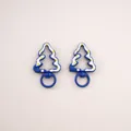 Cute dark blue Christmas tree shaped lobster clasp for DIY keychain craft projects - Hand-painted Christmas Tree (3#) / 1 Piece/Pack (27x44x5mm) / Sapphire Blue