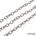 Chaîne à maillons en acier inoxydable couleur acier pour bijoux DIY, 1M par sac - Style Gaufré à Fil Plat / 2.0mm x 8.2mm (1M/Paquet) / Acier