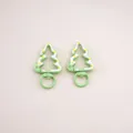 Pair of light green Christmas tree shaped lobster clasps for DIY holiday keychain making - Hand-painted Christmas Tree (3#) / 1 Piece/Pack (27x44x5mm) / Light Green