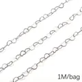 Chaîne à maillons en forme de cœur en acier pour fabrication de bijoux DIY à la main - Style Cœur Plat / 0.5mm x 4.5mm (1M/Paquet) / Acier