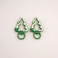 Pair of cute green enamel Christmas tree lobster clasps for DIY keychain jewelry making - Hand-painted Christmas Tree (3#) / 1 Piece/Pack (27x44x5mm) / Dark Green