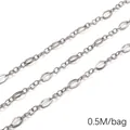 Chaîne à maillons ovales en acier inoxydable argenté pour bijoux DIY, 0,5 m par sac - Géométrique / 1.4mm x 5.5mm (0.5M/Paquet) / Acier
