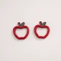 Cute red apple shaped metal snap hook carabiner clip for DIY cartoon keychain jewelry - Hand-painted Apple (4#) / 1 Piece/Pack (28x30x3.8mm) / Red