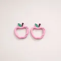 Set of two cute pink apple-shaped cartoon metal carabiner keychain clips for DIY crafts - Hand-painted Apple (4#) / 1 Piece/Pack (28x30x3.8mm) / Pink