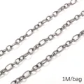 Chaîne à maillons ovales en acier inoxydable de 1 mètre pour bijoux DIY - Style Fil Rond / 1.8mm x 6.2mm (1M/Paquet) / Acier