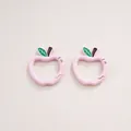 Cute pink apple shaped carabiner clip for DIY cartoon keychain jewelry making accessory - Hand-painted Apple (4#) / 1 Piece/Pack (28x30x3.8mm) / Light Pink