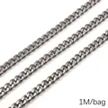 Chaîne gourmette en acier inoxydable argent pour création bijoux DIY 1M par sac - Style Hexagonal à Maillon Unique / 2.3mm x 8.0mm (1M/Paquet) / Acier