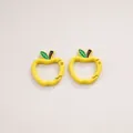 A pair of cute yellow apple-shaped snap hooks for DIY creative keychain accessories - Hand-painted Apple (4#) / 1 Piece/Pack (28x30x3.8mm) / Yellow