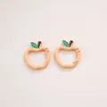 Cute apple-shaped metal spring snap hooks for DIY keychain accessories in peach pink - Hand-painted Apple (4#) / 1 Piece/Pack (28x30x3.8mm) / Apricot