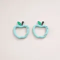 Pair of mint blue apple-shaped carabiner clips for creative DIY keychain accessories - Hand-painted Apple (4#) / 1 Piece/Pack (28x30x3.8mm) / Teal