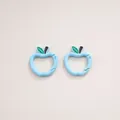 Cute light blue apple-shaped carabiner clips for DIY keychain making accessories - Hand-painted Apple (4#) / 1 Piece/Pack (28x30x3.8mm) / Blue