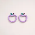 Pair of cute purple apple-shaped spring snap hooks for DIY keychain craft making - Hand-painted Apple (4#) / 1 Piece/Pack (28x30x3.8mm) / Purple