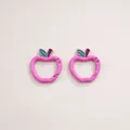 Pair of pink apple-shaped cartoon carabiner keyrings for DIY crafts and accessories - Hand-painted Apple (4#) / 1 Piece/Pack (28x30x3.8mm) / Rose Red
