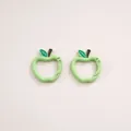 Cute light green apple-shaped metal carabiner clips for DIY keychain making and crafts - Hand-painted Apple (4#) / 1 Piece/Pack (28x30x3.8mm) / Light Green