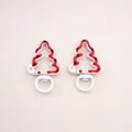 Cute Christmas tree lobster clasp with red wave pattern for DIY keychains and crafts - Hand-painted Christmas Tree (3#) / 1 Piece/Pack (27x44x5mm) / White