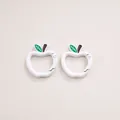 Pair of cute white apple-shaped carabiner clips for DIY keychains and jewelry making - Hand-painted Apple (4#) / 1 Piece/Pack (28x30x3.8mm) / White