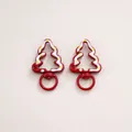 Red enamel Christmas tree shaped lobster clasp swivel hook for DIY keychain crafts - Hand-painted Christmas Tree (3#) / 1 Piece/Pack (27x44x5mm) / Red