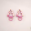 Pink Christmas tree shaped DIY keychain lobster clasp accessory for festive jewelry making - Hand-painted Christmas Tree (3#) / 1 Piece/Pack (27x44x5mm) / Pink