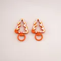 Set of two cute orange Christmas tree shaped lobster clasps for DIY jewelry keychain making - Christmas Tree (FKY125) / 1 Piece/Pack (27x44x5mm) / Orange