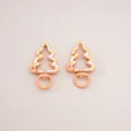 Pair of peach Christmas tree lobster clasps with enamel dots for DIY jewelry and keychains - Christmas Tree (FKY125) / 1 Piece/Pack (27x44x5mm) / Apricot