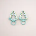 Cute light blue Christmas tree-shaped lobster clasp accessory for DIY keychain making - Christmas Tree (FKY125) / 1 Piece/Pack (27x44x5mm) / Teal