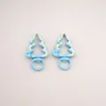 Cute light blue Christmas tree shaped keychain clasp hook for DIY jewelry crafts making - Christmas Tree (FKY125) / 1 Piece/Pack (27x44x5mm) / Light Blue