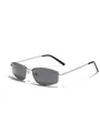 Classic Y2K rectangular sunglasses with silver metal frame and dark grey lenses - C2 Silver Frame / Black Grey Lenses