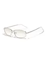 Y2K futuristic silver metal square frame sunglasses with light gradient tinted lenses - C4 Silver Frame / Gradient Silver Lenses