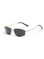 Retro Y2K metal square frame sunglasses with elegant gold finish and dark lenses - C5 Gold Frame / Black Grey Lenses