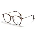 Retro-Rundbrille mit Blaulichtfilter, braunem Rahmen und silbernen Metallbügeln - Kalter Tee