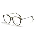 Retro runde Brille mit Halbmetallrahmen und Blaulichtfilter-Gläsern für Damen und Herren. - Olivgrün