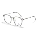 Stilvolle runde transparente Retro-Brille mit Blaulichtfilter und Metallbügeln - Transparentes Grau